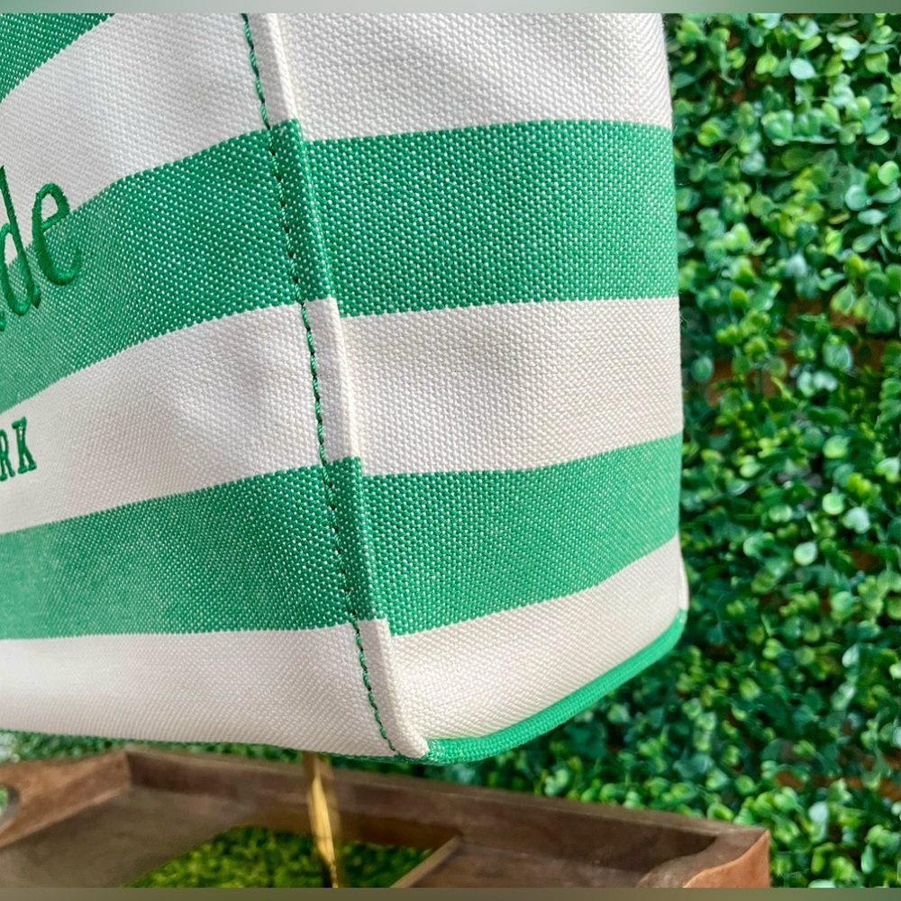 Kate Spade Jett Large Tote | Green Beach Time Stripe | Embroidered Logo | NWT - Picture 9 of 16